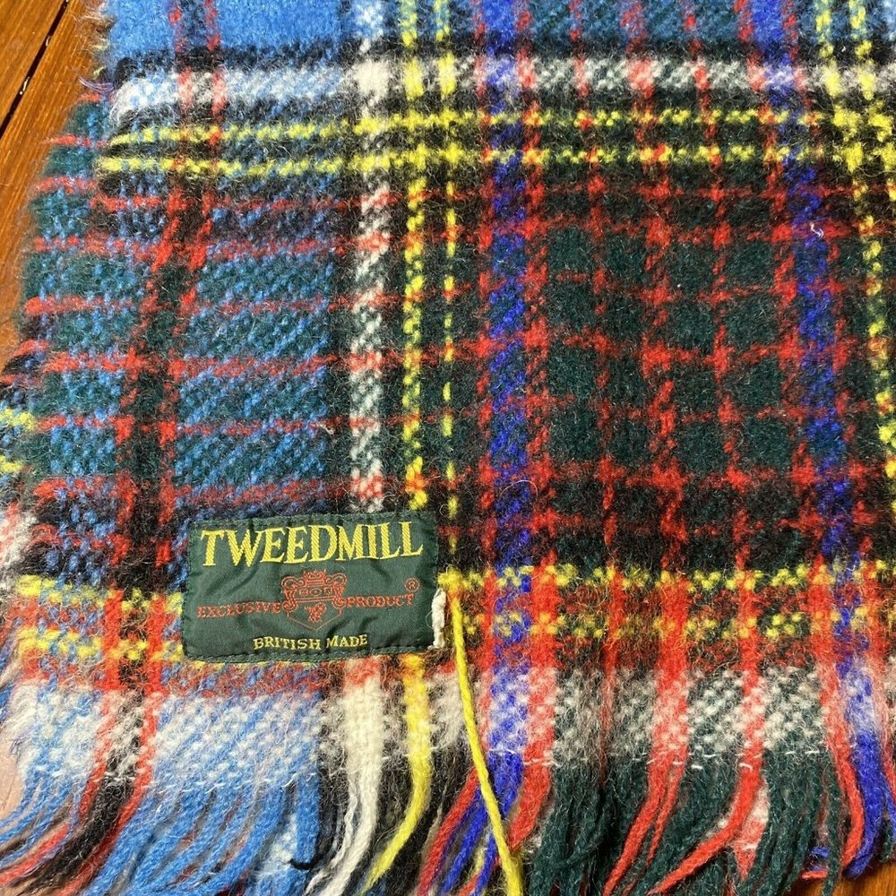 Tweedmill British Made 85% Wool Throw Blanket 49 by 29 Blue Vintage READ